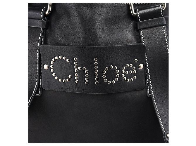 Chloé Borsa Tote in pelle nera con borchie - vista 5
