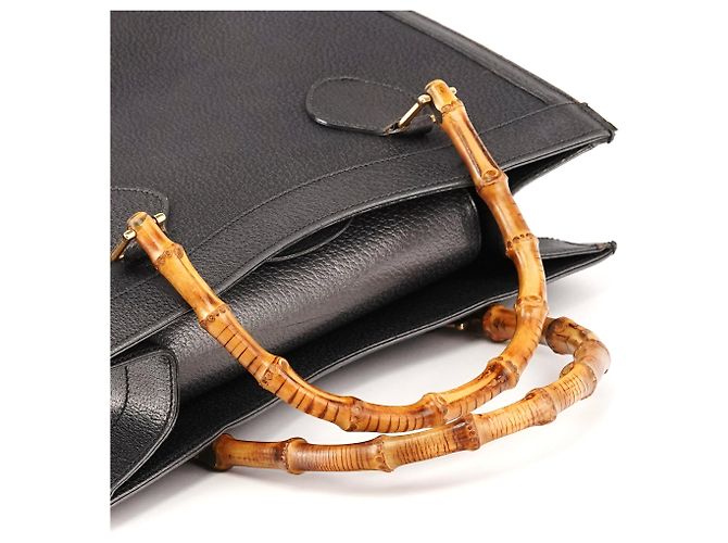 Gucci Borsa Tote Diana Bamboo in pelle antracite - vista 10