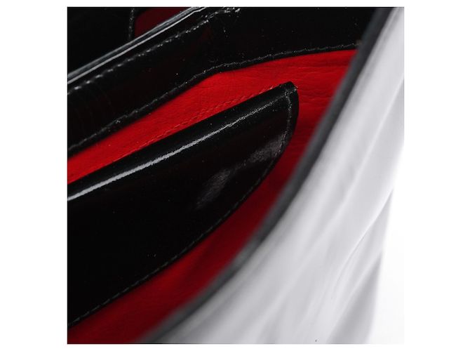 Gucci Borsa a spalla G in pelle verniciata nera - vista 19