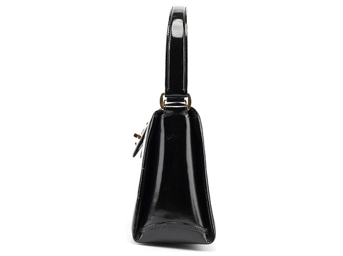Gucci Borsa a spalla G in pelle verniciata nera - vista 2