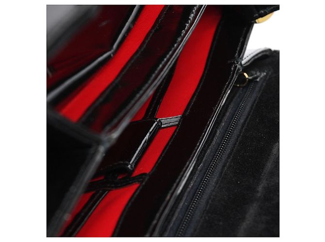Gucci Borsa a spalla G in pelle verniciata nera - vista 20