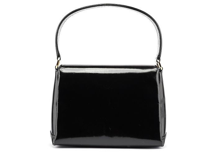 Gucci Borsa a spalla G in pelle verniciata nera - vista 5