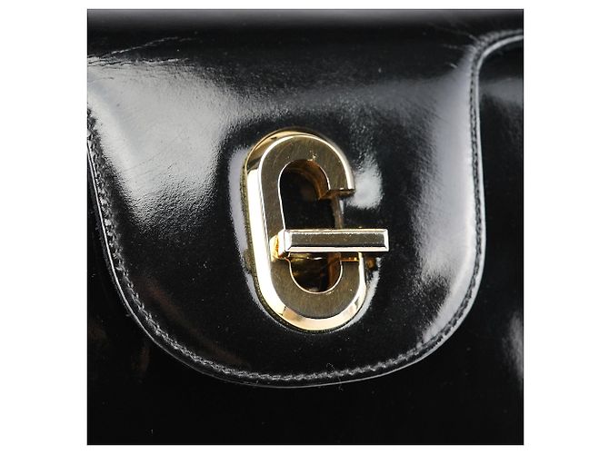 Gucci Borsa a spalla G in pelle verniciata nera - vista 6