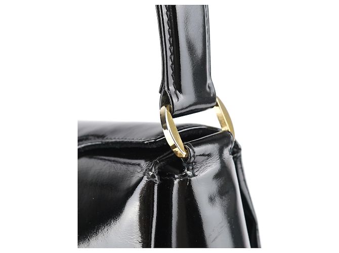 Gucci Borsa a spalla G in pelle verniciata nera - vista 7
