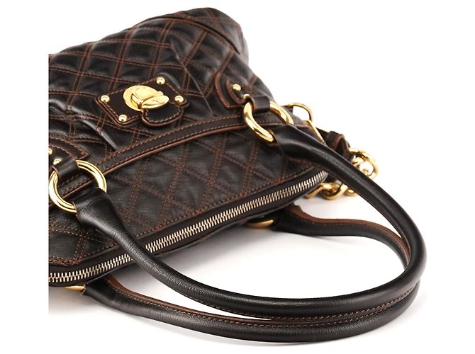 Marc Jacobs  mala 2-Way em pele acolchoada castanho escuro - vista 14