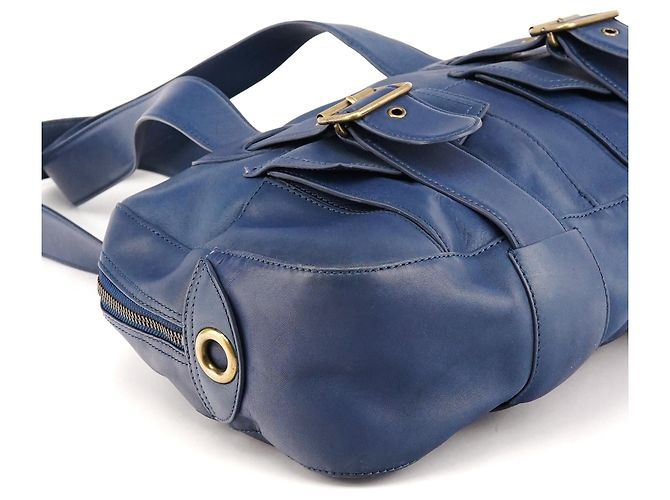 Marc Jacobs Borsa Tote in pelle con tasche blu navy - vista 7