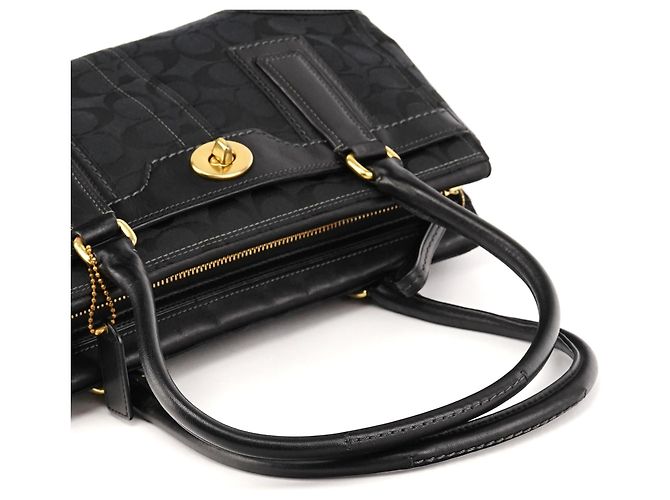 Coach 11062 Borsa Black Signature Turnlock Tote Bag - vista 10