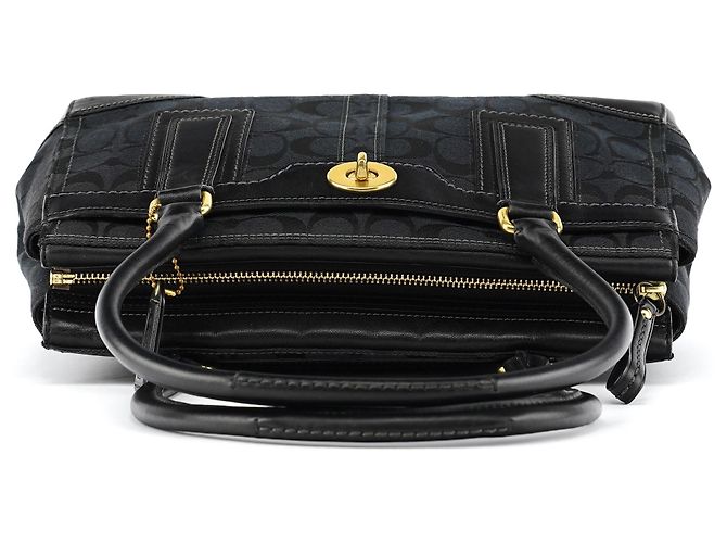 Coach 11062 Borsa Black Signature Turnlock Tote Bag - vista 4