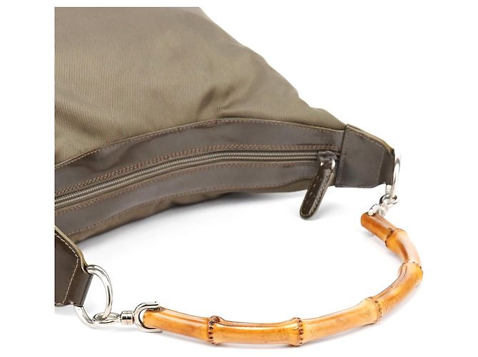 Bamboo Gucci Borsa a tracolla in tela e bambù Olive - vista 10