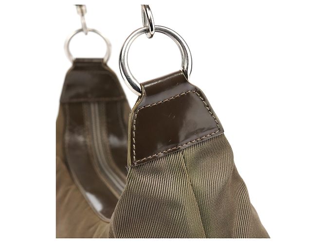 Bamboo Gucci Borsa a tracolla in tela e bambù Olive - vista 11