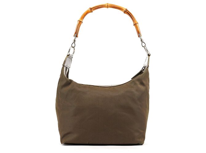 Bamboo Gucci Borsa a tracolla in tela e bambù Olive - vista 3