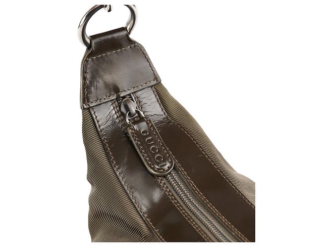 Bamboo Gucci Borsa a tracolla in tela e bambù Olive - vista 6