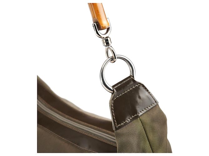 Bamboo Gucci Borsa a tracolla in tela e bambù Olive - vista 7