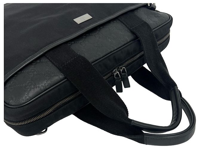 Borsa business 2-way in nylon e pelle con logo Guccissima Gucci - vista 4