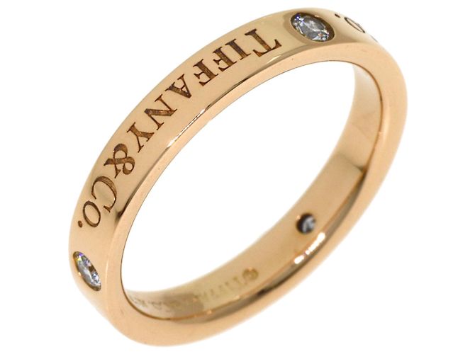 Autre Marque Anello Tiffany & Co. Flat Band con 3 diamanti in oro rosa 18K - vista 2