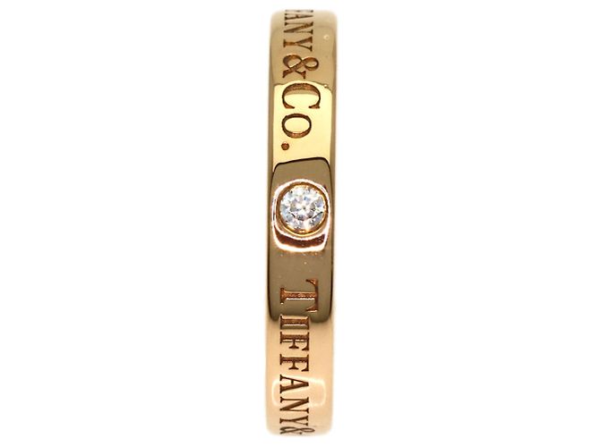 Autre Marque Anello Tiffany & Co. Flat Band con 3 diamanti in oro rosa 18K - vista 3