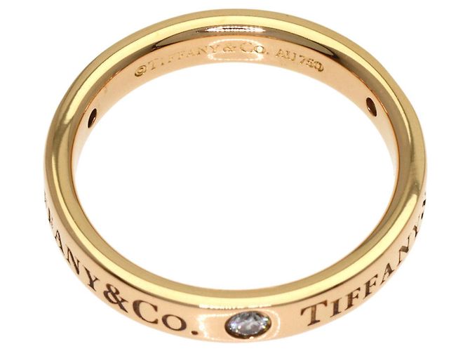 Autre Marque Anello Tiffany & Co. Flat Band con 3 diamanti in oro rosa 18K - vista 4