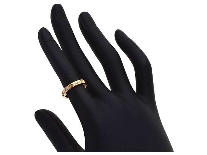 Autre Marque Anello Tiffany & Co. Flat Band con 3 diamanti in oro rosa 18K - vista 5