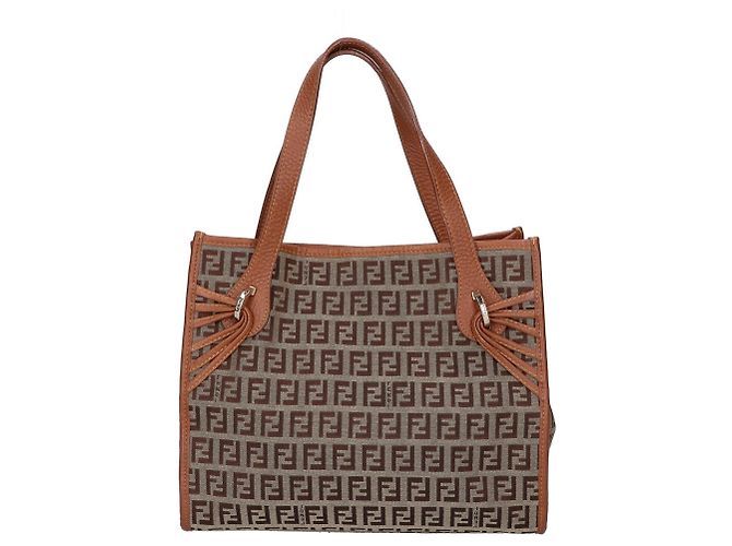 Borsa Fendi Zucchino in tela e pelle - vista 3