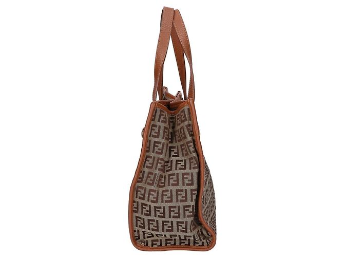 Borsa Fendi Zucchino in tela e pelle - vista 4