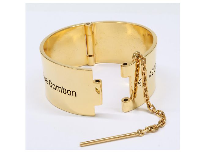 Bracciale rigido Chanel in metallo dorato - vista 7