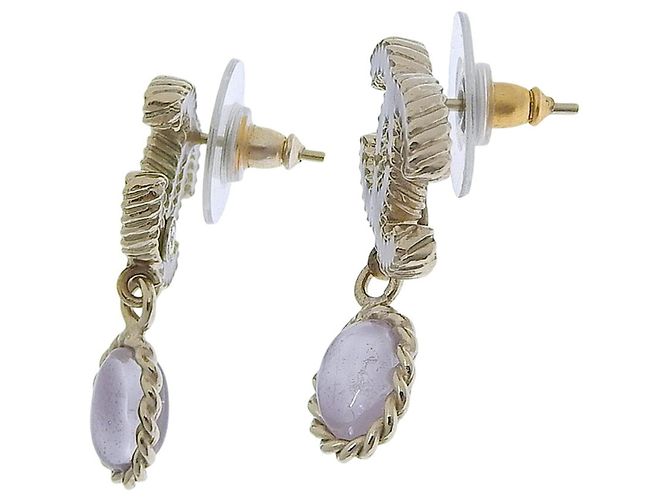 Orecchini pendenti Chanel Coco Mark in oro e viola - vista 3