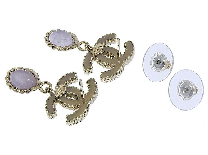 Orecchini pendenti Chanel Coco Mark in oro e viola - vista 4