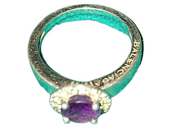 Balenciaga Silberring mit lila Stein - Ansicht 2