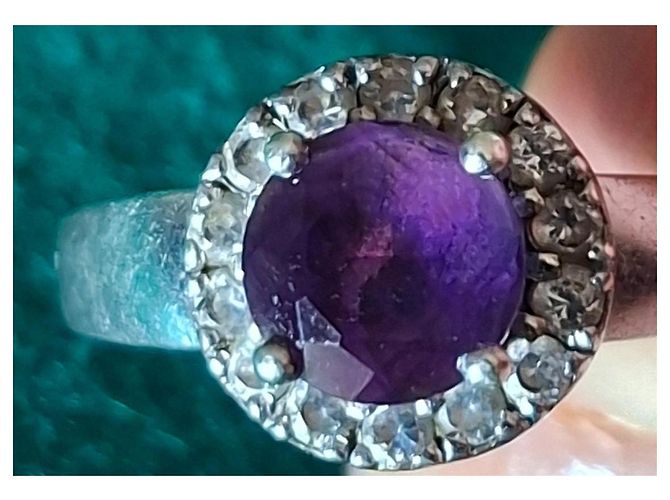 Balenciaga Silberring mit lila Stein - Ansicht 3