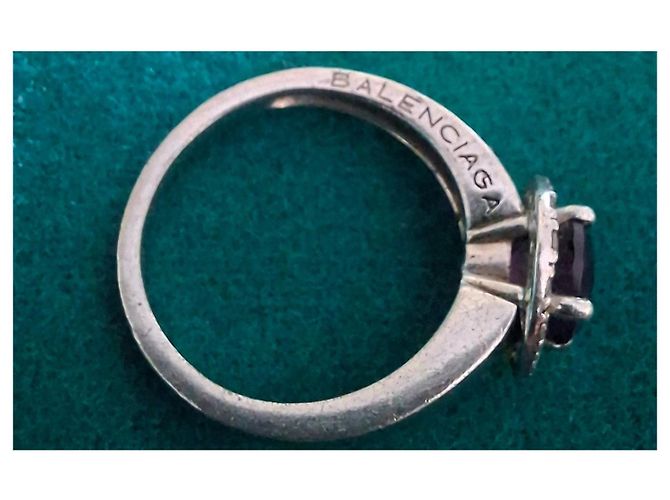Balenciaga Silberring mit lila Stein - Ansicht 4