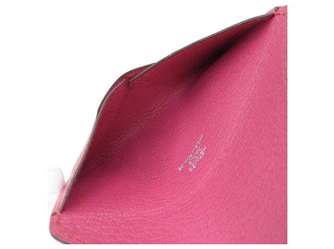 Hermès Portatarjetas Hermes de piel Chevre rosa - vista 3