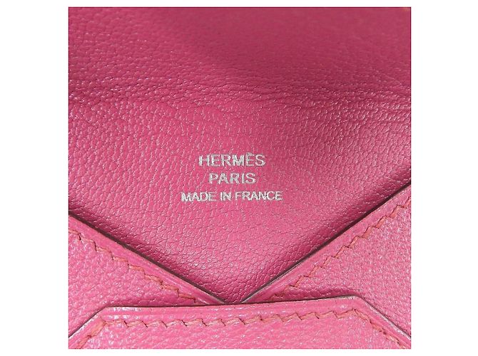 Hermès Portatarjetas Hermes de piel Chevre rosa - vista 6
