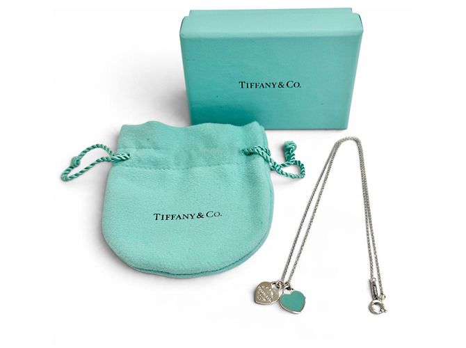 Autre Marque Collana con mini ciondolo a doppio cuore Tiffany Return to Blue - vista 2