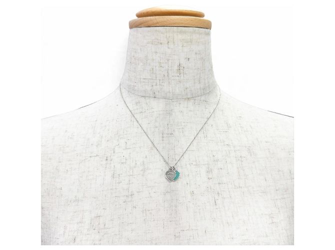 Autre Marque Collana con mini ciondolo a doppio cuore Tiffany Return to Blue - vista 3