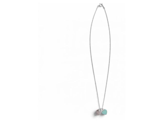 Autre Marque Collana con mini ciondolo a doppio cuore Tiffany Return to Blue - vista 4