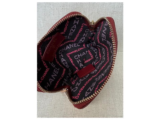 Chanel Monedero acolchado CC en piel caviar burdeos - vista 14