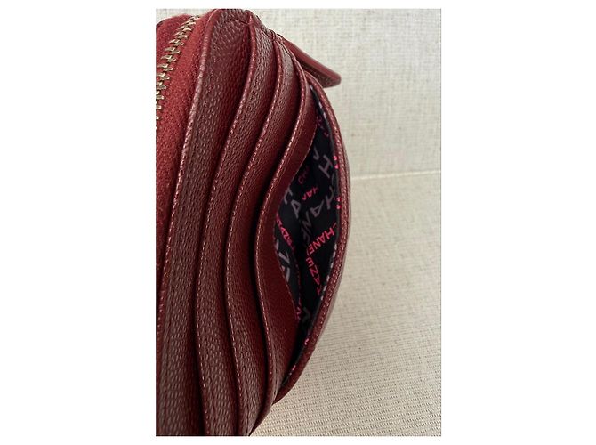 Chanel Monedero acolchado CC en piel caviar burdeos - vista 16