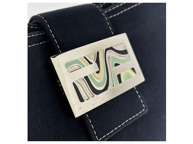 Fendi Schultertasche aus Navy-Canvas - Ansicht 6