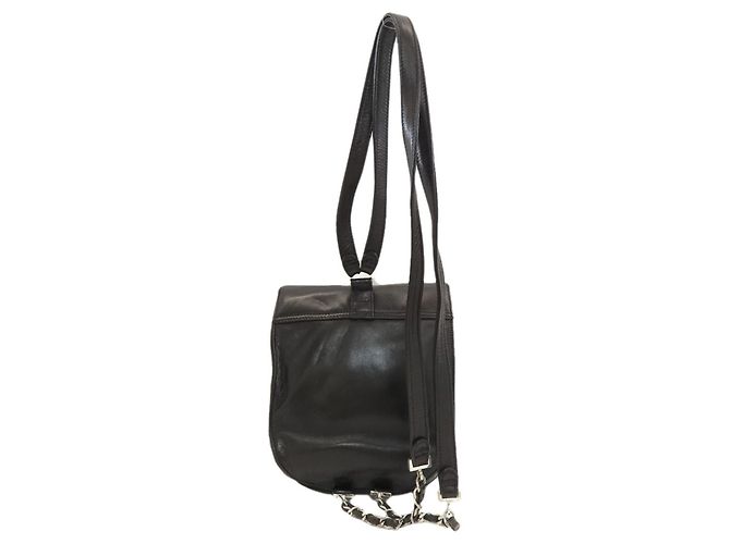 Zaino Chanel in pelle d'agnello nera - vista 2