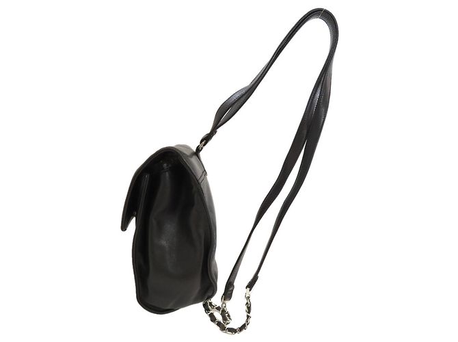 Zaino Chanel in pelle d'agnello nera - vista 3