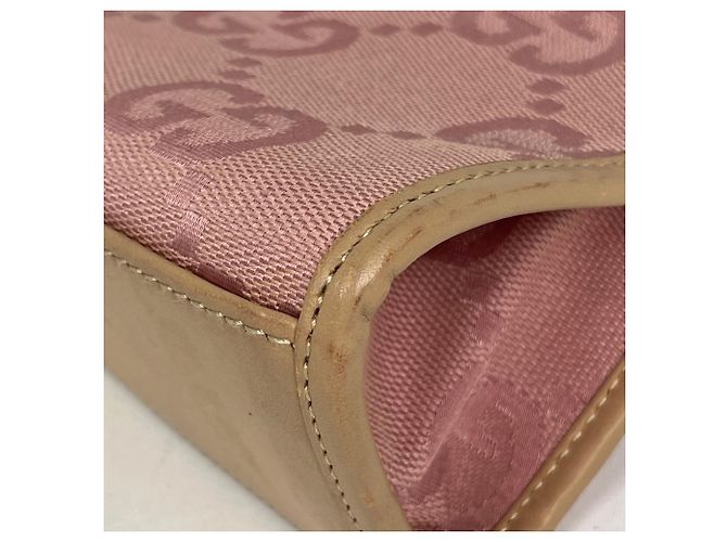 Borsa a mano Gucci Jackie rosa in pelle e tela - vista 3