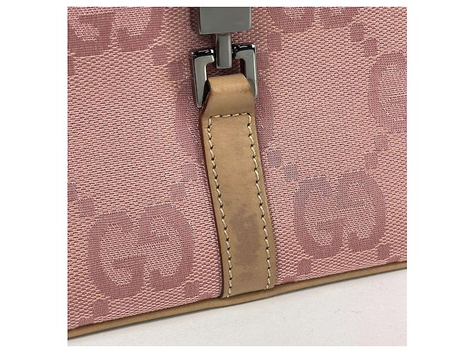 Borsa a mano Gucci Jackie rosa in pelle e tela - vista 5