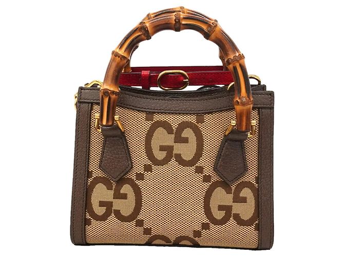 Borsa Gucci Diana marrone in pelle e tela - vista 11