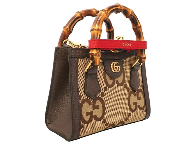 Borsa Gucci Diana marrone in pelle e tela - vista 2