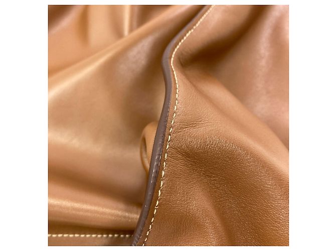 Tote Prada Shopper aus braunem Leder mit Dreiecks-Logo - Ansicht 12