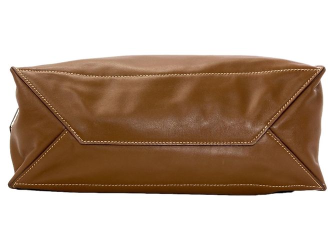 Tote Prada Shopper aus braunem Leder mit Dreiecks-Logo - Ansicht 4