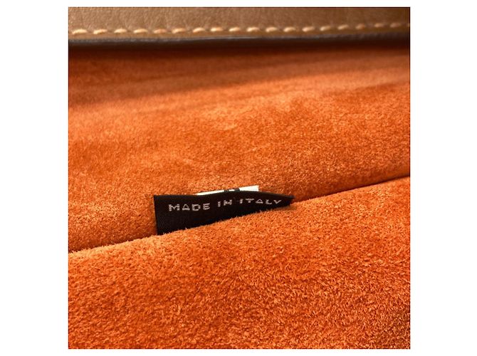 Tote Prada Shopper aus braunem Leder mit Dreiecks-Logo - Ansicht 7