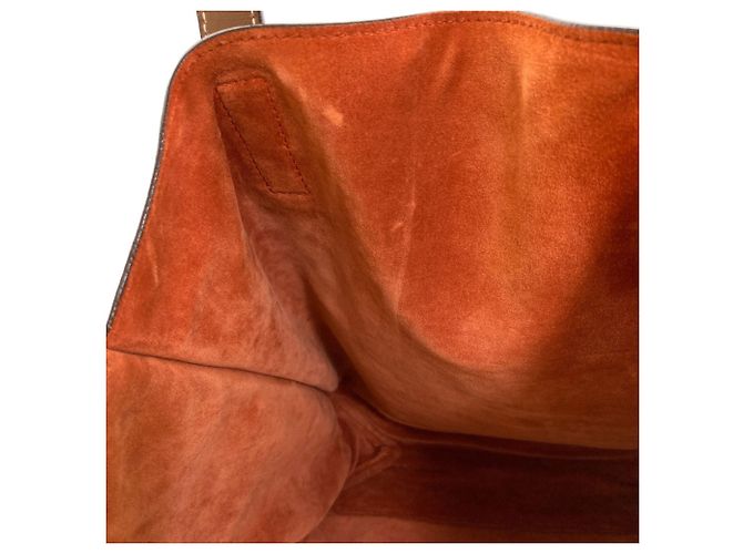 Tote Prada Shopper aus braunem Leder mit Dreiecks-Logo - Ansicht 9