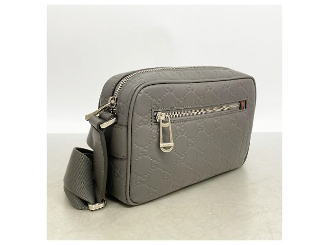 Borsa a tracolla Gucci in pelle grigia - vista 2