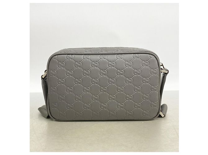Borsa a tracolla Gucci in pelle grigia - vista 8